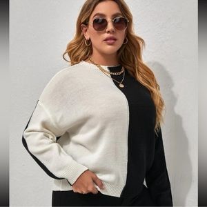 Cozy black & white Plus Size Sweater